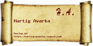 Hartig Avarka névjegykártya
